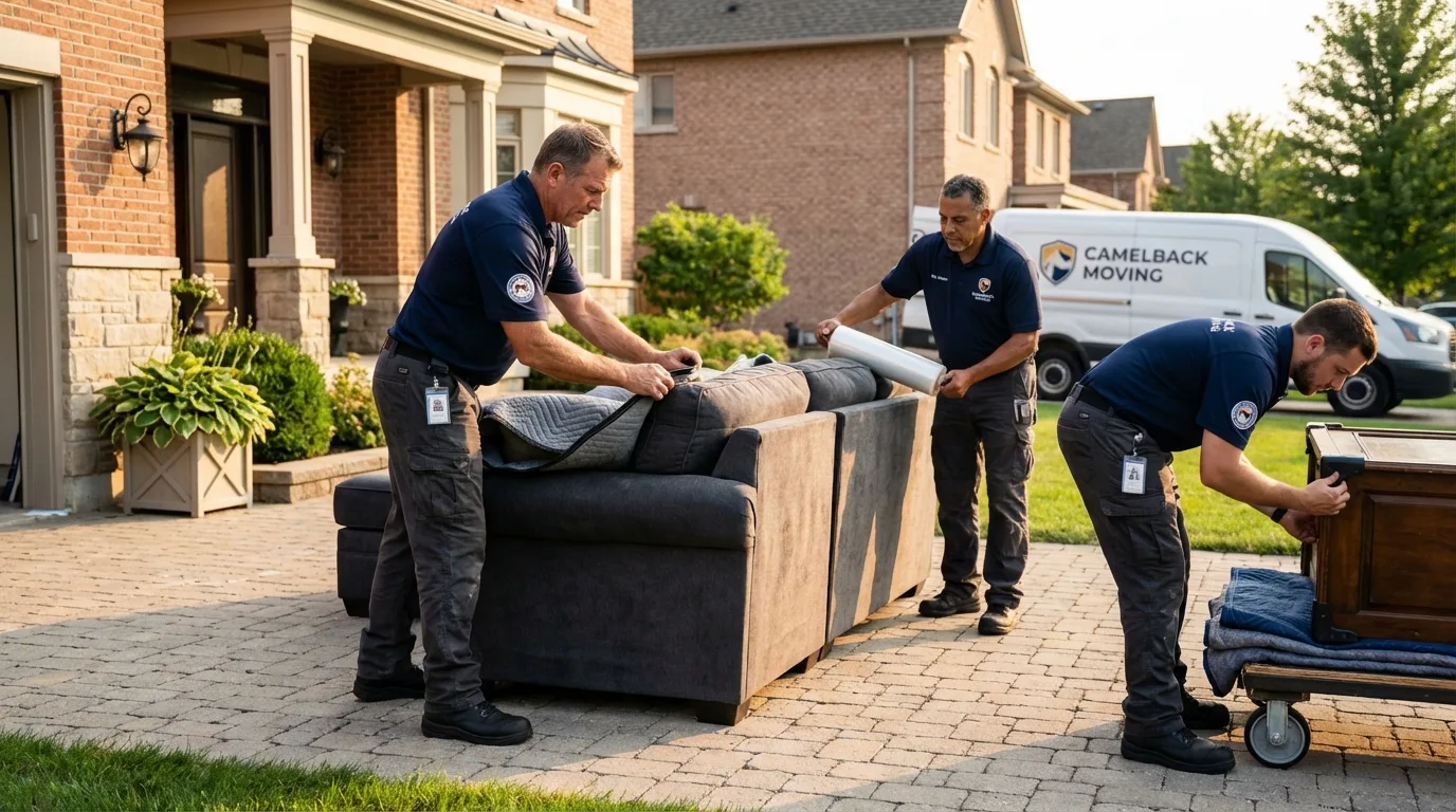 Large estate moving crew wrapping furniture in Daleville, AL