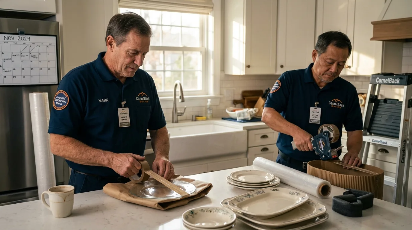 Professional crew packing kitchen dishware in Daleville, AL